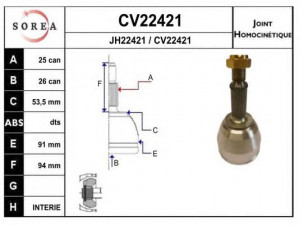 EAI CV22421K jungčių komplektas, kardaninis velenas 
 Ratų pavara -> Sujungimai/komplektas