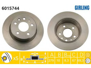 GIRLING 6015744 stabdžių diskas 
 Stabdžių sistema -> Diskinis stabdys -> Stabdžių diskas
1084230212, 1154200072, 1154230212