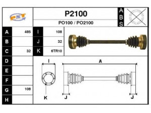 SNRA P2100 kardaninis velenas 
 Ratų pavara -> Kardaninis velenas
91133203308