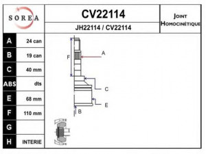 EAI CV22114K jungčių komplektas, kardaninis velenas 
 Ratų pavara -> Sujungimai/komplektas