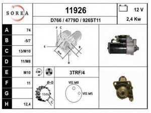 EAI 11926 starteris 
 Elektros įranga -> Starterio sistema -> Starteris
8200237594