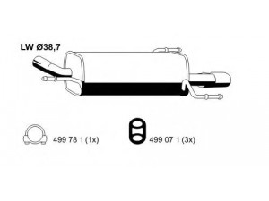 ERNST 011228 galinis duslintuvas 
 Išmetimo sistema -> Duslintuvas
58 52 190, 58 52 283, 13122315