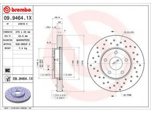 BREMBO 09.9464.1X stabdžių diskas 
 Stabdžių sistema -> Diskinis stabdys -> Stabdžių diskas
1223663, 1223665, 1253729, 1253730