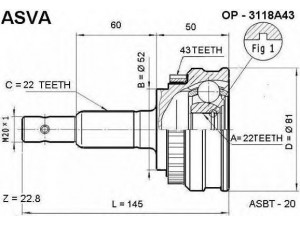 ASVA OP-3118A43 jungčių komplektas, kardaninis velenas 
 Ratų pavara -> Sujungimai/komplektas
03 74 173, 26002238