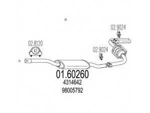 MTS 01.60260 galinis duslintuvas 
 Išmetimo sistema -> Duslintuvas
4314642, 82350983, 98005792