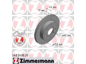 ZIMMERMANN 540.2490.20 stabdžių diskas 
 Dviratė transporto priemonės -> Stabdžių sistema -> Stabdžių diskai / priedai
47 07 288, 55311-84E01, 55311-86G02