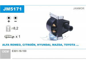 JANMOR JM5171 ritė, uždegimas 
 Kibirkšties / kaitinamasis uždegimas -> Uždegimo ritė
E301-18-100