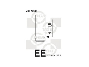 BGA V017060 įleidimo vožtuvas 
 Variklis -> Variklio uždegimo laiko reguliavimo kontrolė -> Vožtuvų eilė -> Vožtuvai/dalys
60808694, 7547158
