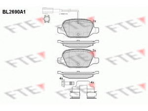 FTE BL2690A1 stabdžių trinkelių rinkinys, diskinis stabdys 
 Techninės priežiūros dalys -> Papildomas remontas
77365754