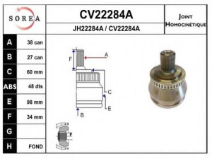 EAI CV22284AK jungčių komplektas, kardaninis velenas 
 Ratų pavara -> Sujungimai/komplektas