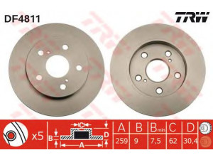 TRW DF4811 stabdžių diskas 
 Dviratė transporto priemonės -> Stabdžių sistema -> Stabdžių diskai / priedai
4243102190, 4243112260