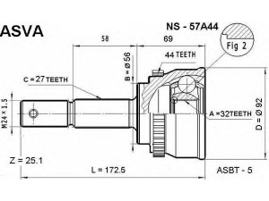 ASVA NS-57A44 jungčių komplektas, kardaninis velenas 
 Ratų pavara -> Sujungimai/komplektas
39211-2F225