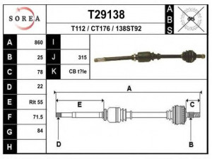 EAI T29138 kardaninis velenas 
 Ratų pavara -> Kardaninis velenas
95640053