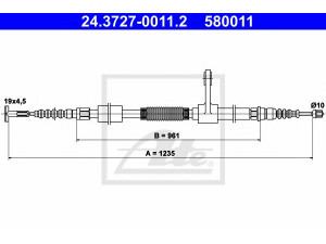 ATE 24.3727-0011.2 trosas, stovėjimo stabdys 
 Stabdžių sistema -> Valdymo svirtys/trosai
46542828, 46847297