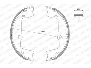 WEEN 152-2306 stabdžių trinkelių komplektas, stovėjimo stabdis 
 Stabdžių sistema -> Rankinis stabdys
1605686, 1605764, 1605897, 1605921
