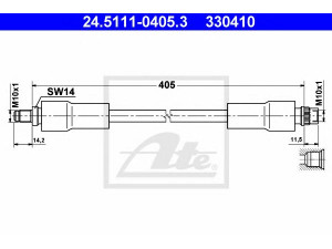 ATE 24.5111-0405.3 stabdžių žarnelė 
 Stabdžių sistema -> Stabdžių žarnelės
77 01 204 831, 77 04 003 846