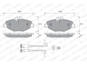 WEEN 151-1935 stabdžių trinkelių rinkinys, diskinis stabdys 
 Techninės priežiūros dalys -> Papildomas remontas
0034206520, 0034209920, 0044208720