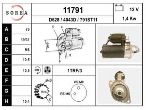 EAI 11791 starteris 
 Elektros įranga -> Starterio sistema -> Starteris
1202139, 90357730, 90444192, 90541527