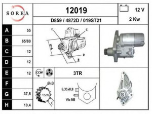 EAI 12019 starteris 
 Elektros įranga -> Starterio sistema -> Starteris
NAD100952