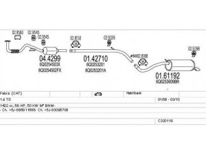 MTS C320119022788 išmetimo sistema 
 Išmetimo sistema -> Išmetimo sistema, visa