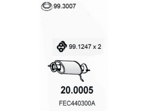 ASSO 20.0005 katalizatoriaus keitiklis 
 Išmetimo sistema -> Katalizatoriaus keitiklis
FEB940300A, FEB940300C, FEC140300A