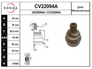 EAI CV22094AK jungčių komplektas, kardaninis velenas 
 Ratų pavara -> Sujungimai/komplektas