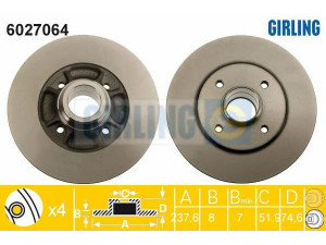 GIRLING 6027064 stabdžių diskas 
 Dviratė transporto priemonės -> Stabdžių sistema -> Stabdžių diskai / priedai
7700780077, 7700780078, 7700805006