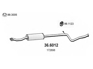 ASSO 36.6012 vidurinis duslintuvas 
 Išmetimo sistema -> Duslintuvas
172898