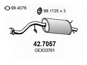 ASSO 42.7057 galinis duslintuvas 
 Išmetimo sistema -> Duslintuvas
GEX33761, WCG103460, WCG103461