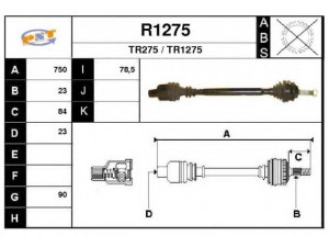 SNRA R1275 kardaninis velenas 
 Ratų pavara -> Kardaninis velenas
7700106403, 7700106405, 7700107501