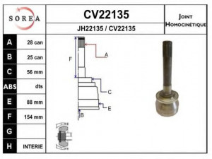 EAI CV22135K jungčių komplektas, kardaninis velenas