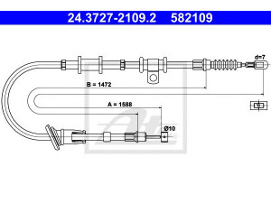 ATE 24.3727-2109.2 trosas, stovėjimo stabdys 
 Stabdžių sistema -> Valdymo svirtys/trosai
M884534