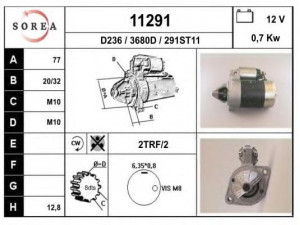 EAI 11291 starteris 
 Elektros įranga -> Starterio sistema -> Starteris
M3T25781, M3T25782, M3T25783, M3T25785