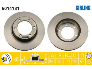 GIRLING 6014181 stabdžių diskas 
 Stabdžių sistema -> Diskinis stabdys -> Stabdžių diskas
4351235110, 4351235190, 4351235270