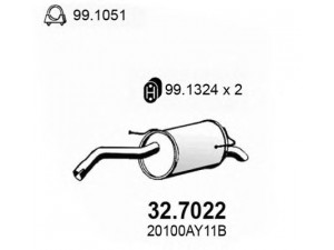 ASSO 32.7022 galinis duslintuvas 
 Išmetimo sistema -> Duslintuvas
20100AY11A, 20100AY11B