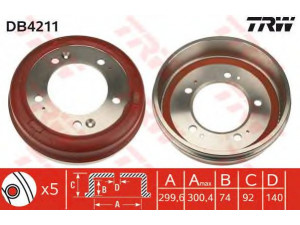 TRW DB4211 stabdžių būgnas 
 Stabdžių sistema -> Būgninis stabdys -> Stabdžių būgnas
424640