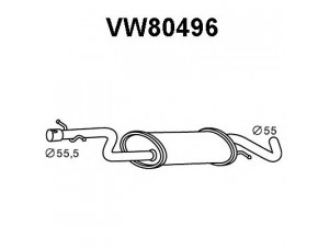 VENEPORTE VW80496 vidurinis duslintuvas 
 Išmetimo sistema -> Duslintuvas
1T0253209B, 1T0253209T, JZW253209F
