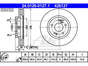 ATE 24.0126-0127.1 stabdžių diskas 
 Dviratė transporto priemonės -> Stabdžių sistema -> Stabdžių diskai / priedai
51712-26100
