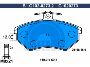 GALFER B1.G102-0273.2 stabdžių trinkelių rinkinys, diskinis stabdys 
 Techninės priežiūros dalys -> Papildomas remontas
357 698 151 A, 357 698 151 A, 357 698 151 D