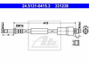 ATE 24.5131-0415.3 stabdžių žarnelė 
 Stabdžių sistema -> Stabdžių žarnelės
906 428 03 35, 2E0 611 707 B