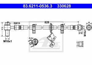 ATE 83.6211-0536.3 stabdžių žarnelė 
 Stabdžių sistema -> Stabdžių žarnelės
163 420 24 48