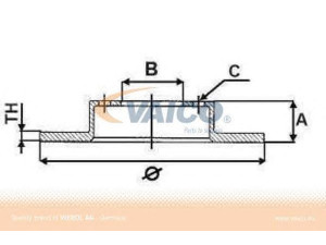 VAICO V10-80059 stabdžių diskas 
 Stabdžių sistema -> Diskinis stabdys -> Stabdžių diskas
853 615 301 A, 853 615 301 C