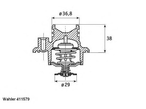 WAHLER 411579.92D termostatas, aušinimo skystis 
 Aušinimo sistema -> Termostatas/tarpiklis -> Thermostat
1338 004, 1338 421, 95 517 652