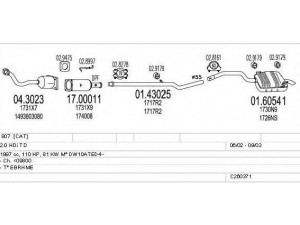 MTS C260371006286 išmetimo sistema 
 Išmetimo sistema -> Išmetimo sistema, visa