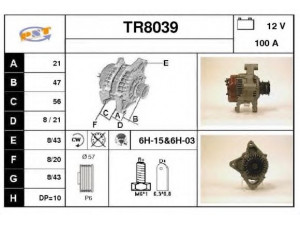 SNRA TR8039 kintamosios srovės generatorius 
 Elektros įranga -> Kint. sr. generatorius/dalys -> Kintamosios srovės generatorius
9130485, 9162683