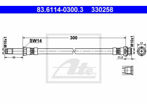 ATE 83.6114-0300.3 stabdžių žarnelė 
 Stabdžių sistema -> Stabdžių žarnelės
6758587, 93BB-2282-CA