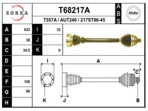EAI T68217A kardaninis velenas 
 Ratų pavara -> Kardaninis velenas
4A0501203A