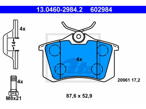 ATE 13.0460-2984.2 stabdžių trinkelių rinkinys, diskinis stabdys 
 Techninės priežiūros dalys -> Papildomas remontas
1H0 698 451, 1H0 698 451 A, 1H0 698 451 D