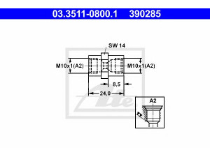 ATE 03.3511-0800.1 adapteris, stabdžių žarnelė
894 175, 695 352 661 00, 914 355 661 00