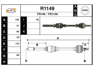 SNRA R1149 kardaninis velenas 
 Ratų pavara -> Kardaninis velenas
8200236118